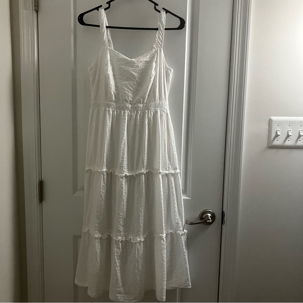 JAPNA | white tiered midi maxi dress  | size S